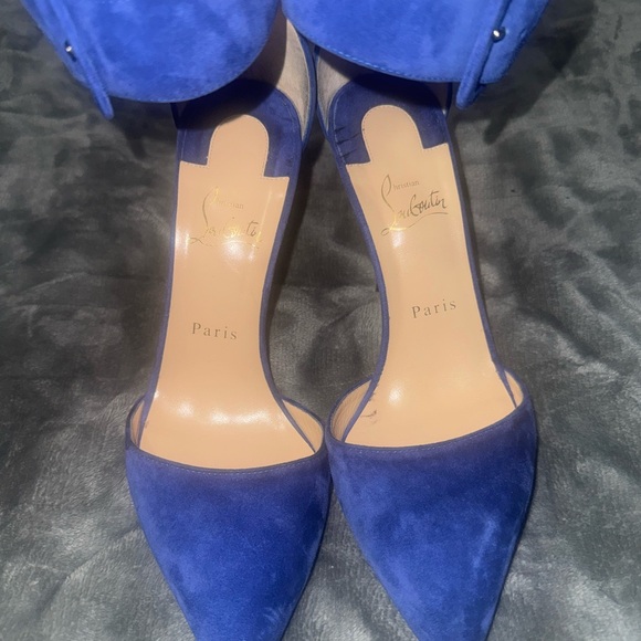 AUTHENTIC🔥Christian Louboutin Royal Blue Suede Harler ankle strap Heels - Picture 5 of 5